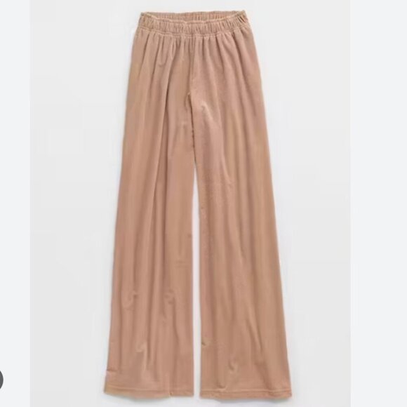 Aerie Offline Ott Fleece Super Wide Leg Lounge Sweat Pant Beach Tan Size Small - Picture 11 of 11
